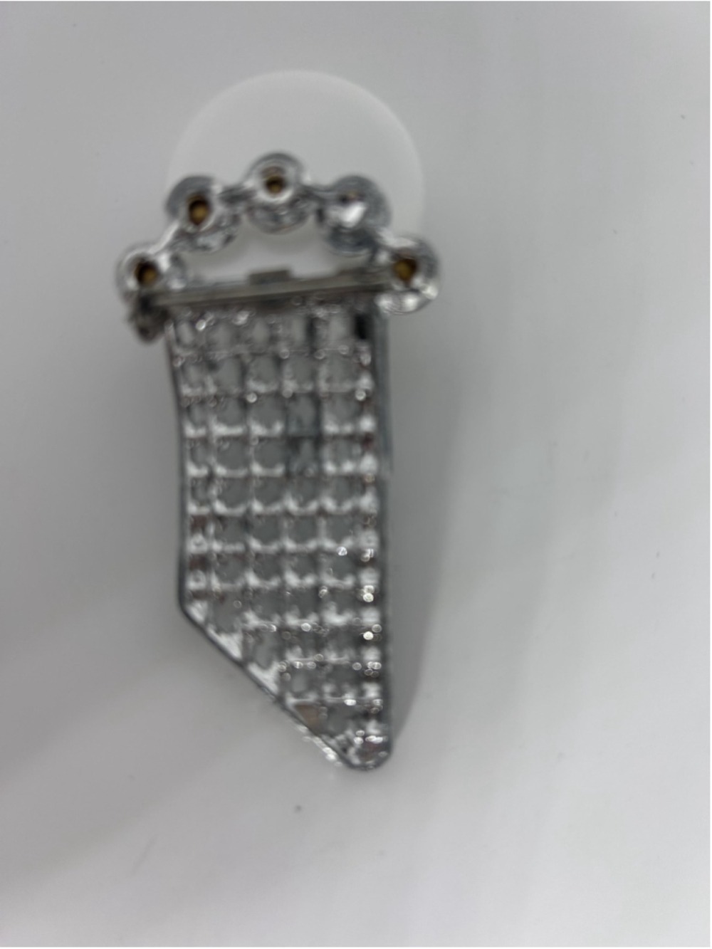 Brooch Silver Tone Rhinestone Pave Tapered Bar Abstract Statement Pin Jewelry - Picture 2 of 6